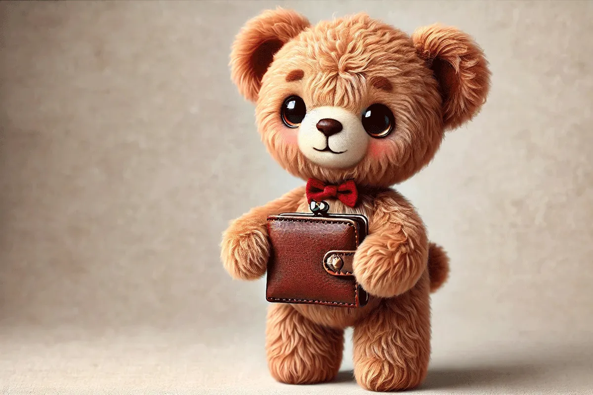 Teddybeer met portemonnee